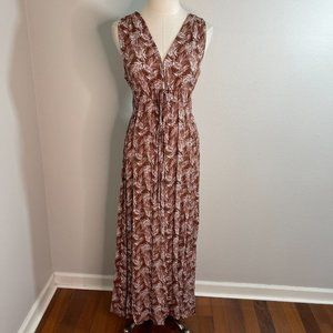 Blue B Collection M Medium Womens Maxi Dress NEW Brown White Gauzy Open Back